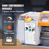 VEVOR Metal Lathe Machine, 7.87'' x 13.78'', Precision Benchtop Power Metal Lathe, 50-2500 RPM Continuously Variable Speed, 500W Brush Motor Metal VEVOR