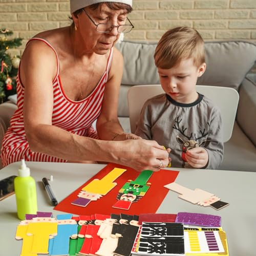 Fennoral 12 Pack Nutcracker Craft Kit for Kids Make You Own Foam Stickers Ornament DIY Christmas Arts and Crafts fo Chirstmas Party Supplies Fennoral