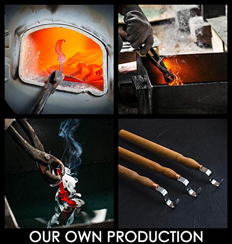 BeaverCraft Hook Knife Wood Carving SK2 Long Knives Spoon Carving Tools 1.2'' Long Handle 12'' Spoon Knife Wood Carving Tools Bowl Kuksa Carving Tool BeaverCraft