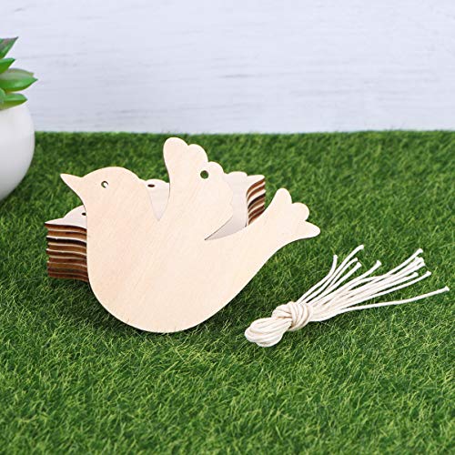 Vosarea 10pcs Wooden Bird Hanging Ornaments Christmas Tree Decoration DIY Crafts Bird Hanging Decoration for Christmas Wedding Door Window Home - WoodArtSupply