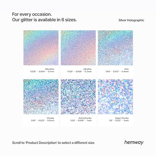 Hemway Silver Holographic Glitter Fine 130g/4.6oz Powder Metallic Resin Craft Flake Shaker for Epoxy Tumblers, Hair Face Body Eye Nail Art Festival, - WoodArtSupply