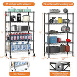 Hodonas Metal Shelving Unit with Wheels, 5-tier Wire Shelving with Adjustable Shelves for Storage, Freestanding Heavy Duty Metal Wire Storage Shelf Hodonas