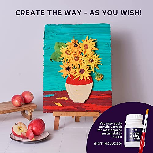 Art Kit "Sunflowers" | Arts & Crafts DIY Painting with Modeling Clay| Clay Kit for Painting | Painting Kits for Adults for Home Decoration | Air Dry OKTO