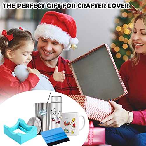 Silicone Cup Cradle with Built-in Slot for Crafts Use to Apply Vinyl Decals for Tumblers, Small Stand Cup Holder with Felt Edge Squeegee for HINGTAI