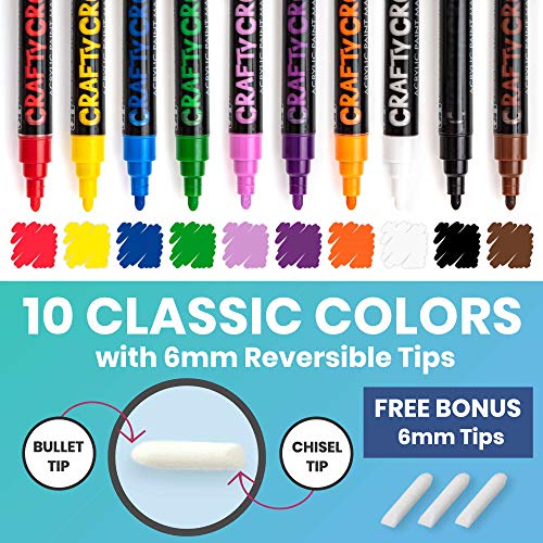 Acrylic Paint Pens for Rock Painting - NEW Acrylic Paint Markers – Includes 16 Water-based Markers with Reversible Tips for Painting Rocks, Glass, - WoodArtSupply