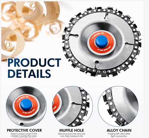 5 Pieces Wood Carving Disc Grinding Wheel Shaping Disc 12 Teeth Wood Polishing Shaping Disc,6 Teeth Wood Turbo Carving Disc,22 Teeth Grinder Chain Winllyat