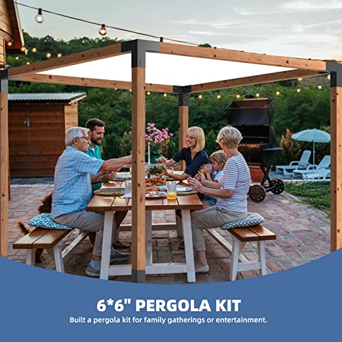 TOCRETOARE Pergola Kit, 4 Pack Woodworks Pergola Brackets 6" x 6" (Actual: 5.5x5.5 Inch), 3-Way Right Angle Corner Brackets, Powder-Coated Pergola TOCRETOARE
