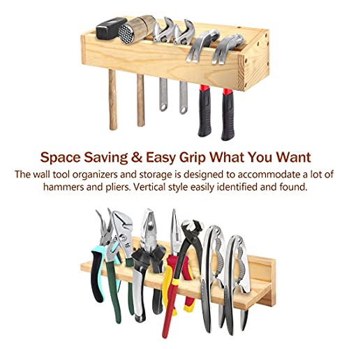 3 Pack Tool Organizers and Storage, Wooden Screwdriver Organizer Wall Mount, Pliers Rack Hammer Screwdriver Holder Tool Rack for Garage Shed Workshop stepstall