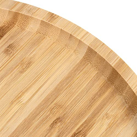 JOIKIT 5 Pack 10 Inch Bamboo Round Platter, 25cm Fine Polished Round Wood Plates Bamboo Serving Tray for Holding Fruit, Bread, Cheese, Nut, Coffee, JOIKIT