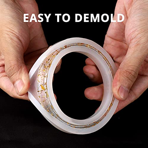 6PCS Large Bracelet Resin Molds, Gartful Round C Font Silicone Jewelry Mold for Epoxy Casting, Silicone Bangle Mold for Making DIY Crafts Supplies, 6 Gartful