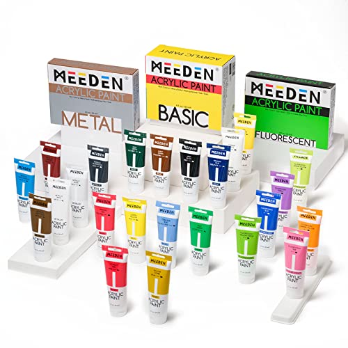 MEEDEN Acrylic Paint Set 24 Colors, 120 ml/4.06 oz Acrylic Paint Tubes, Rich Pigments Non-Toxic Art & Craft Paints for Artists, Adults & Beginners, - WoodArtSupply