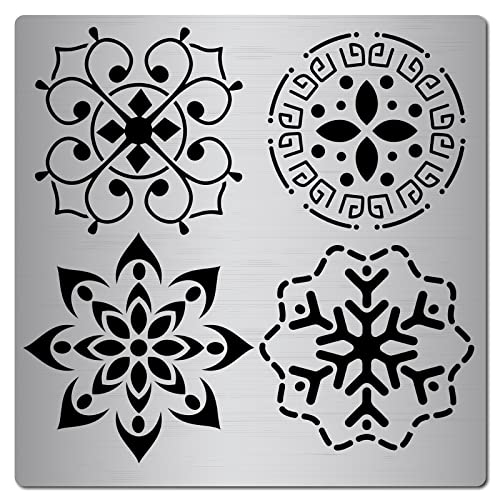 GORGECRAFT 6.3 Inch Metal Flower of Life Stencil Stainless Steel Mandala Painting Reusable Template Journal Tool for Painting, Wood Burning, - WoodArtSupply