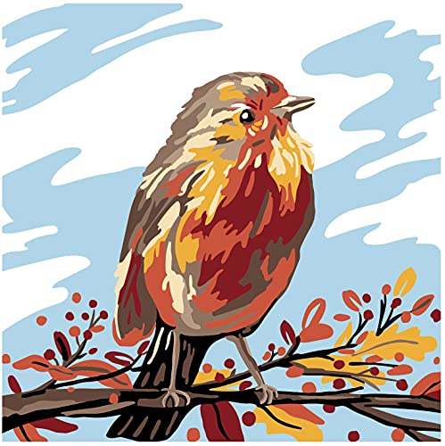 Plaid Fall Bird Modern Kit, 14" x 14" Paint by Numbers for Adults and Kids, Easy-to-Follow DIY Crafts, Art Supplies with A Textured Finish, 17914 Plaid