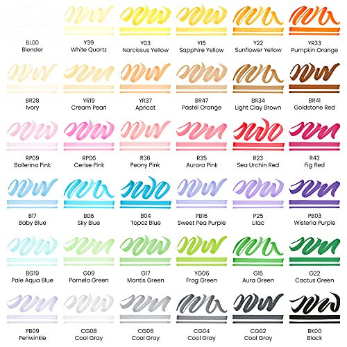 ARTEZA Alcohol Brush Markers, Set of 36 Colors, EverBlend Tropical Tones, Medium Chisel and Brush Nib, Dual Tip Markers for Drawing and Sketching ARTEZA