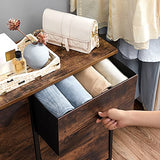 SONGMICS Dresser for Bedroom, Chest of Drawers, 6 Drawer Dresser, Closet Fabric Dresser with Metal Frame, Wooden Top and Front, Brown and Black SONGMICS