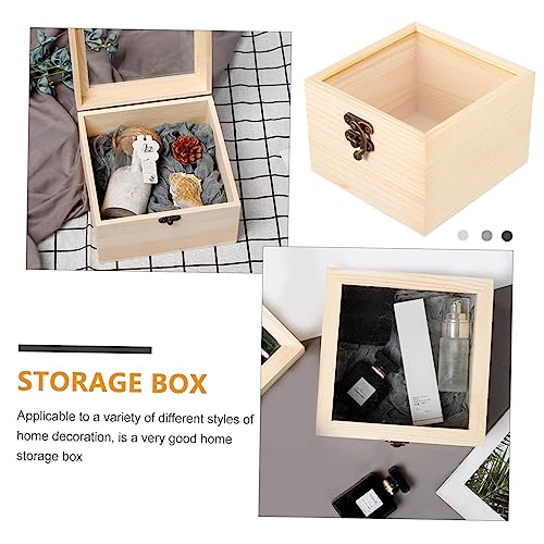 Holibanna 2pcs Box Wooden Storage Box Jewelry Container Wooden Treasure Containers Jewelry Organizer Clear Earring Display Holder Earring Gift Boxes Holibanna