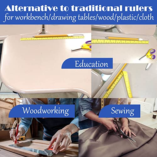 EDSRDRUS 3 Rolls Ruler Tape 1/2, 1, 1-1/2 Inch Repeating 12inch No Gap Color Imprint, No Residue Masking Tape Measure for Painting, Woodworking, EDSRDRUS