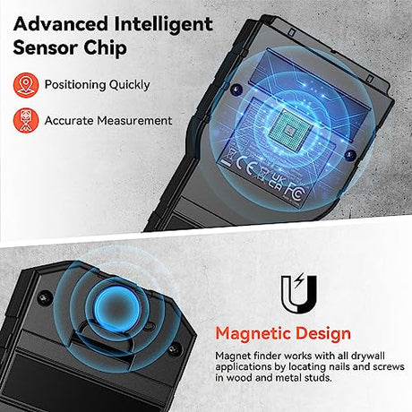 Stud Finder, Preciva Wall Scanner-8 in 1 Multifunctional Wall Detector with 6 Modes & 2 Functions for Studs, Wood, Metal, and AC Wires Detection (9V Preciva