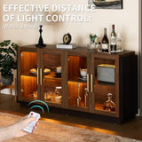 LUXOAK Sideboard Buffet Cabinet with Storage,64" Cabinet with Glass Door, Modern Wood Glass-Buffet Cabinet for Dinning Room,Kitchen, Hallway, and LUXOAK