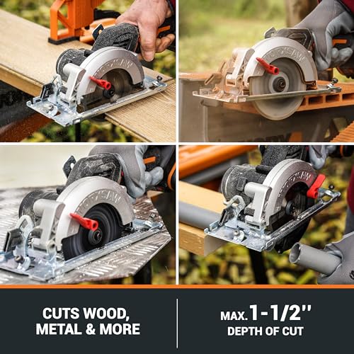 Worx Nitro 20V Brushless 4-1/2" Cordless Circular Saw, Compact Circular Saw, Up to 6,900 RPM, 0-46° Bevel Cuts, Circular Saw Cordless WX531L – WORX