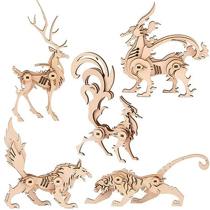 3D Wooden Puzzles Animal Model - Collectibles Wooden Model Kits for Adults Desk Display Gift for Boys/Girls(5 pcs) (Animal Model) - WoodArtSupply