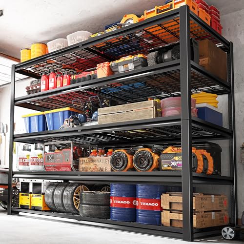 REIBII 55.2" W Garage Shelving Heavy Duty Garage Storage Shelves 3000LBS Adjustable 5 Tier Metal Shelving Unit for Storage Rack Storage Shelves REIBII
