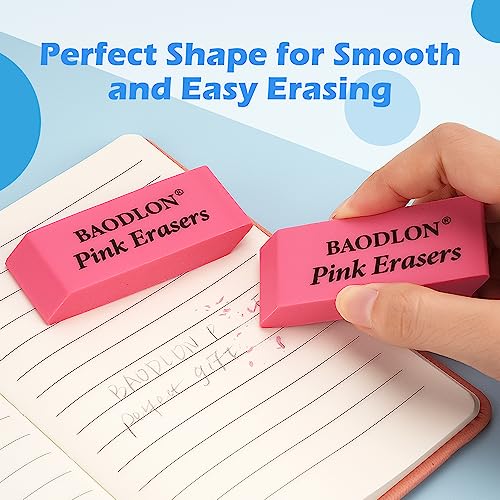 Pink Erasers, Erasers for Kids, Rubber Eraser, 12 Count, Erasers Bulk for  School Supplies, Art, and Office Use