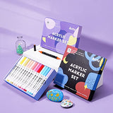 Arrtx Acrylic Paint Pens 62PCS, Brush Tip and Fine Tip (Dual Tip), Paint Markers for Rock Painting, Water Based Acrylic Painting Supplies for Fabric Arrtx