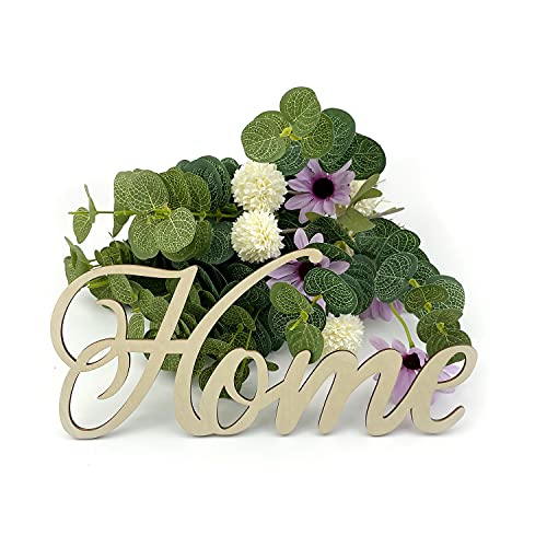 4 Pack Unfinished Wood Word Cutout Sign Welcome Hello Wood Cutout Wooden Home Love Sign Wreath DIY Block Words Letters Decorative Signs for Wreath - WoodArtSupply