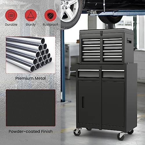 IRONMAX Rolling Tool Chest, 5-Drawer Lockable Tool Cabinet w/Adjustable Shelf & 4 Universal Wheels, 2 in 1 Detachable Tool Box Storage Organizer for IRONMAX