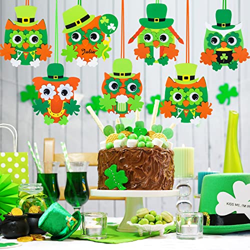 24 Sets St. Patrick's Day Decorations Owl Shamrock Ornaments DIY St. Pat's Craft Kits Assorted Owl Four-Leaf Clover Irish Lucky Shamrock Foam