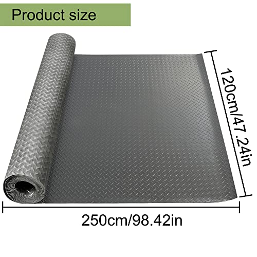 MYOYAY Rubber Garage Floor Mat 8.2 X 4 ft Diamond Plate Rubber Flooring Rolls Grey Heavy Duty Garage Flooring Roll Non-Slip Garage Floor Mats for