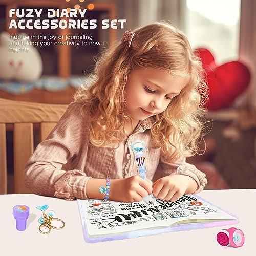 homicozy Mermaid Diary for Girls with Lock and Keys,Tie-Dye Fuzzy Journal for Kids with 160 Lined Pages,Fluffy Secret Notebook for Writing and homicozy