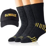 DEWALT Mens Crew Socks | Black Cotton Boot Socks for Men + Men’s Ball Cap Set DEWALT