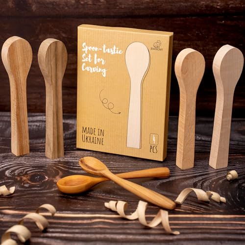 BeaverCraft BB3 Spoon Carving Kit Wood Carving Spoon Blank Wood for Whittling Unfinished Wood Blocks Carving Blanks Hobby Wood Carving Blocks Wooden