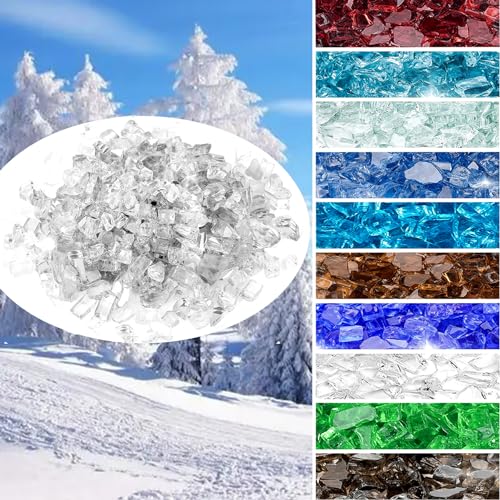 Onlyfire 10-Pounds Regular Fire Glass for Natural or Propane Fire Pit Fireplace & Landscaping, 1/4-Inch High Luster Platinum onlyfire