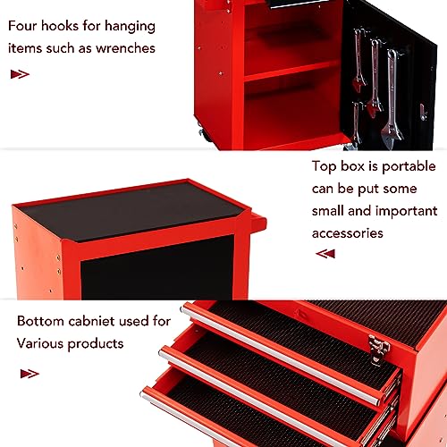 Goplus Tool Chest, 6 Drawers Extra Large Rolling Too Storage Cabinet with 4” Universal Lockable Wheels, Red / Extra Large 6-Drawers