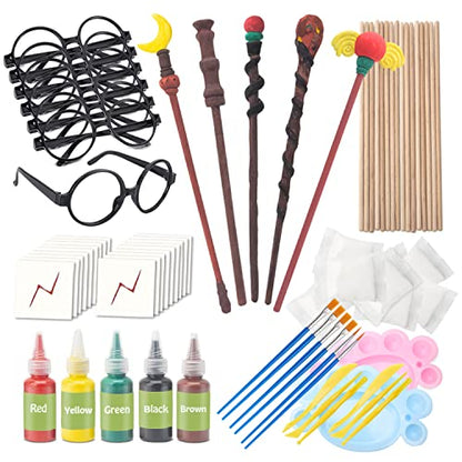 YoHold Magic Wizard Wand Making Kit DIY Craft Set with Wizard Glasses, Lightning Bolt Scar Temporary Tattoo for School Party Supplies,Magic Theme - WoodArtSupply