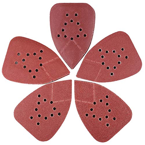 LotFancy Sanding Pads for Black and Decker Mouse Sanders, 50PCS 60 80 120 150 220 Grit Sandpaper Assortment - 12 Hole Hook and Loop Detail Palm LotFancy