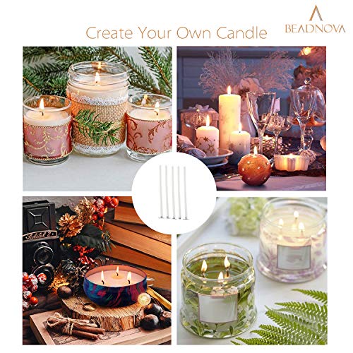 BEADNOVA Candle Cotton Wicks 4 Inch 150pcs Short Candle Making Wicks Cotton Wicks for Candle Making DIY BEADNOVA