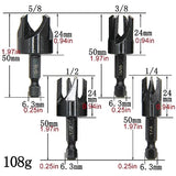 Eyech 8Pcs Wood Plug Cutter, Carbon Steel Straight and Taper Claw Drill Bit Set Woodworking Hole Saw Cutting Tool 1/4" 3/8" 1/2" 5/8" (Metric 6mm Eyech