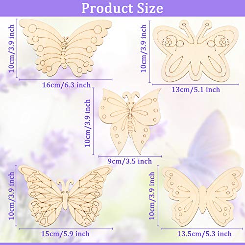 25 Pieces Wooden Butterfly Crafts Unfinished Wooden Butterfly Blank Butterfly Wooden Paint Crafts for Kids Painting, DIY Craft, Tags and Home