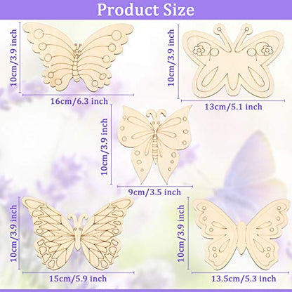 25 Pieces Wooden Butterfly Crafts Unfinished Wooden Butterfly Blank Butterfly Wooden Paint Crafts for Kids Painting, DIY Craft, Tags and Home
