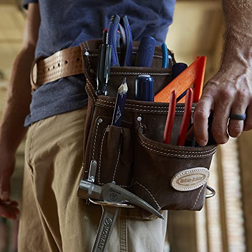 McGuire-Nicholas 10 Pocket Carpenter's Pouch | Premium Leather Nail & Tool Bag with Reinforced Wear Points McGuire-Nicholas