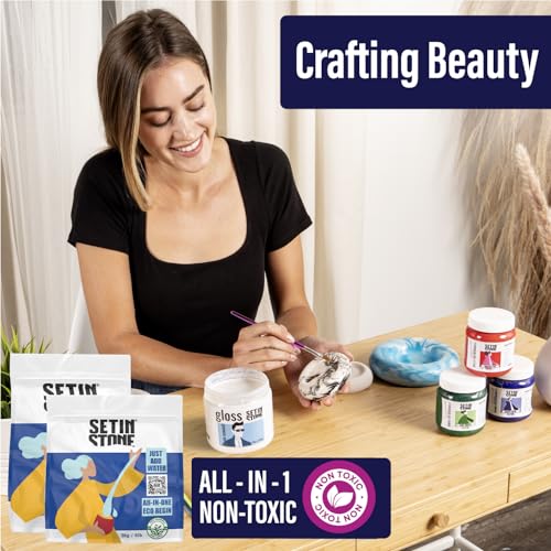 UNICONE ART SETINSTONE Eco Casting Resin Kit - Sustainable, 1 Bag Mineral + Polymer Powder - All in One, Non-Toxic, Water-Based, Fast Curing & - WoodArtSupply