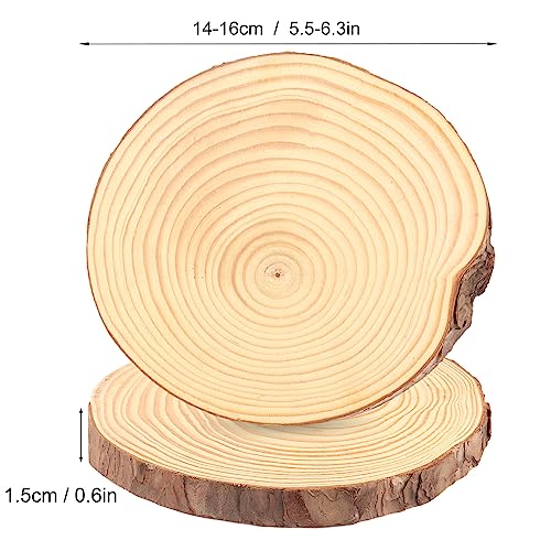 24 PCS 5.5-6.3 Inch Natural Wood Slices, Unfinished Pine Wood Circles with Barks for Coasters, DIY Crafts, Christmas Rustic Wedding Ornaments and