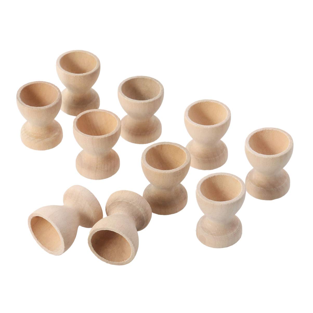 MAGICLULU 10 PCS Wooden Egg Cup Holders Unfinished Wood Egg Stands for Crafts Easter Decor - WoodArtSupply