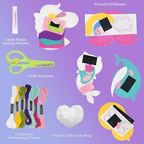 YEETIN Sewing Kit for Kids Ages 6+, Beginner Felt Sewing Craft Kit, DIY  Jungle Stuffed Animals Making Set, Learn to Sew Gifts for Birthday
