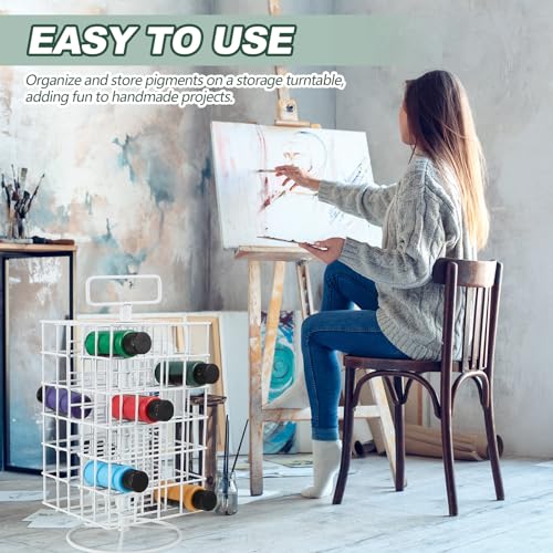 Yaocom 2 Pcs Spinning Paint Organizer Rack 360 Degree Rotating 6 Tier Paint Storage Tower Paint Holder Paint Storage Holder Stand Holds up to 48 (2 Yaocom