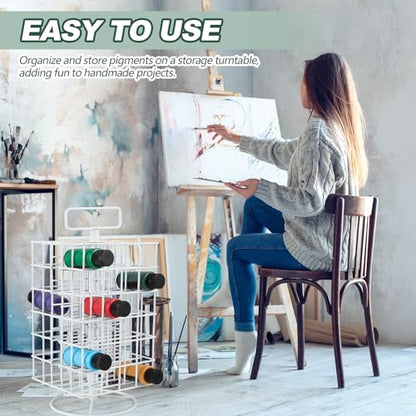 Yaocom 2 Pcs Spinning Paint Organizer Rack 360 Degree Rotating 6 Tier Paint Storage Tower Paint Holder Paint Storage Holder Stand Holds up to 48 (2 - WoodArtSupply